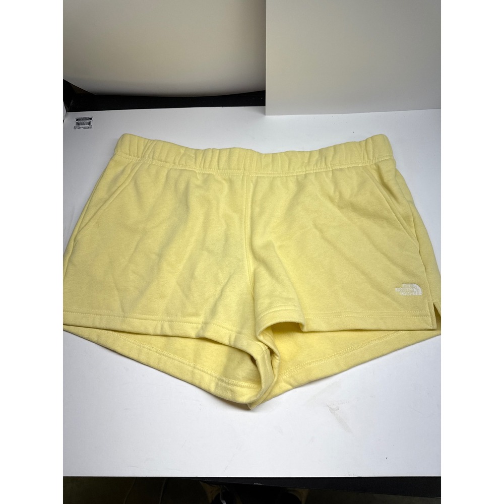 The North Face Womens Logo Short Pale Banana Yellow Fleece NF0A55MZ XL NEW